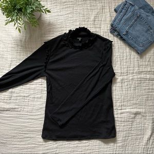 Who What Wear mock lettuce hem turtle neck size medium black 2000s 90s y2k